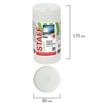 Чистящие салфетки (10х12см) 100шт влажные для экранов всех типов и пластика STAFF 1/12 (клиент)
