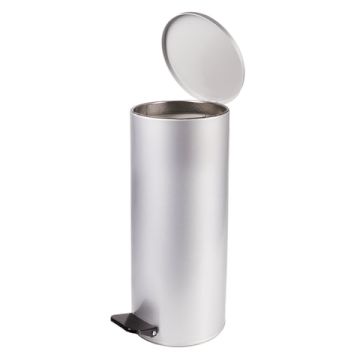 Ведро-контейнер для мусора с педалью УСИЛЕННОЕ, 50 л, кольцо под мешок, серое, оцинкованн (Клиент)