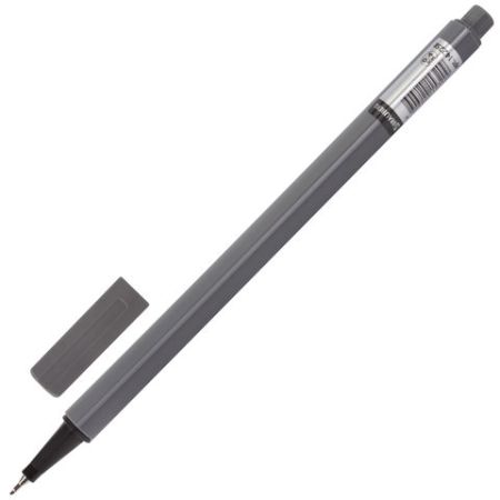 Ручка капиллярная (линер) BRAUBERG Aero, СЕРАЯ, трехгранная, металлич. наконечник, 0,4мм, 142258