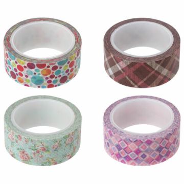 Клейкая лента для декора 15ммх5м ассорти, в дисплее, рисовая бумага ОСТРОВ СОКРОВИЩ 1/32