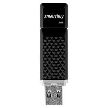 Флэш-диск 8 GB SMARTBUY Quartz USB 2.0 черный SB8GBQZ-K 1/180 (Клиент)