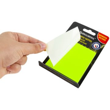 Блок самоклеящийся 76х76мм 100л желтый бесклеевой Brauberg 1/12