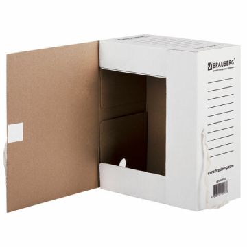 Папка архивная с завязками А4(325х260 мм), 150 мм до 1400л плотная, микрогофрокартон, БЕЛАЯ (клиент)