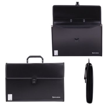 Папка-портфель BRAUBERG  390х260х40мм 3отд пластик, черный 1/10 (клиент)