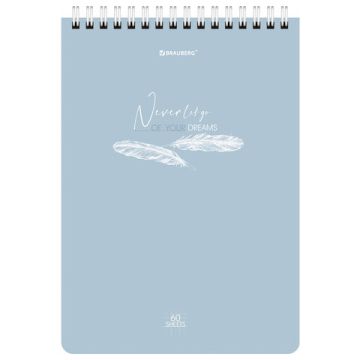 Блокнот 60л А5 гребень картон клетка BRAUBERG Pastel 1/4/80