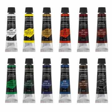 Краски акриловые 12цв 12мл художествен BRAUBERG ART CLASSIC 1/12/72