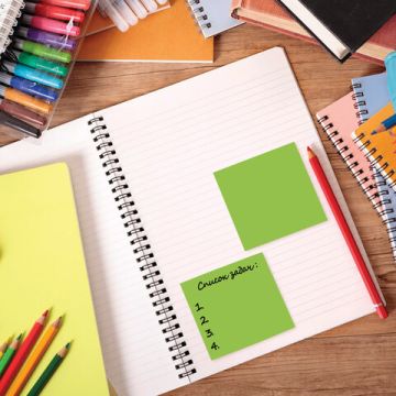 Блок самоклеящийся 76х76мм 100л зеленый неон STAFF 1/24 (Клиент)