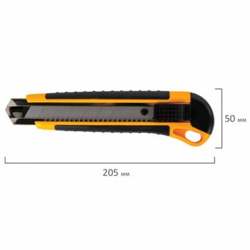 Нож канцелярский 25мм автофиксатор с резиновой вставкой мощный Brauberg 1/12/72