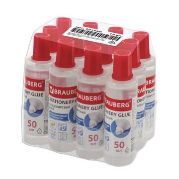 Клей канцелярский силикатный 50мл BRAUBERG с аппликатором 1/12/432
