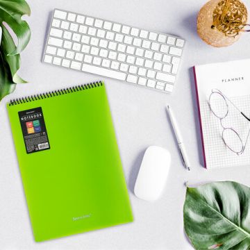 Блокнот 80л А4 клетка обложка пластик зеленый BRAUBERG 1/30