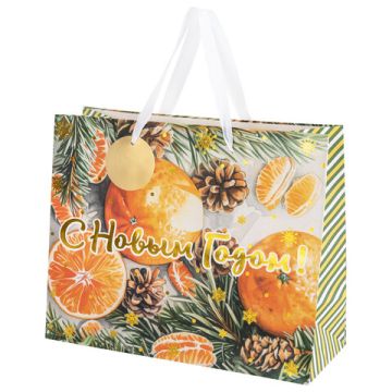 НГ Пакет подарочный бумажный (26х32х12) ассорти Акварельная зима 1/12/144