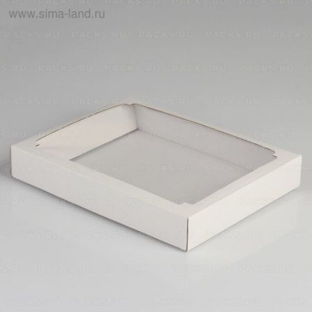 Коробка с окном 260х210х40мм микрогофрокартон белая  5/250