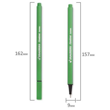 Ручка капиллярная (линер) BRAUBERG Aero, СВЕТЛО-ЗЕЛЕНАЯ, трехгр., металлич. наконечник, 0,4мм,142250