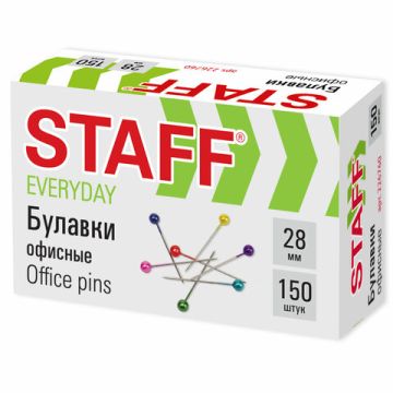 Булавки офисные 28мм 150шт STAFF 1/10/250 (Клиент)