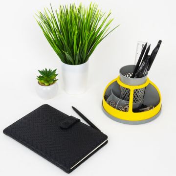 Подставка-органайзер вращ 9 отд серая с желтым STAFF Attraction  1/8 (Клиент)