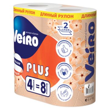 Туалетная бумага евро 2сл белая 4штх30м Standart Plus VEIRO 1/15 (Клиент)