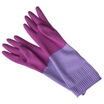 Резиновые перчатки с х/б напыл латекс хозяйств рифл пальцы Роза YORK М 1/48