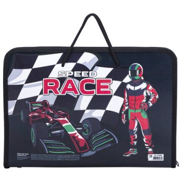 Папка для труда на молнии с ручками ПИФАГОР А4, 1 отделение, пластик, органайзер, Race, 270880