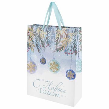 НГ Пакет подарочный бумажный (33х45х13) ассорти ЗОЛОТАЯ СКАЗКА 1/12/144