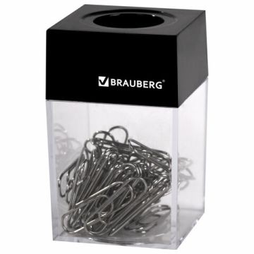 Скрепочница магнитная с 50 никелированными скрепками 28мм BRAUBERG 1/70 nelK (клиент)