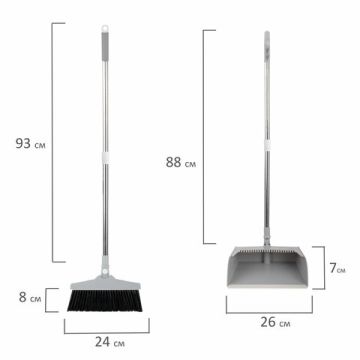 Совок д/мусора ЛАЙМА с щеткой на телескоп рукоятках 59-93см 1/12 (Клиент)