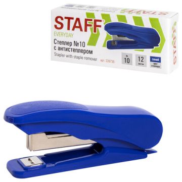 Степлер №10 до 12л с антистеплером синий STAFF EVERYDAY 1/12