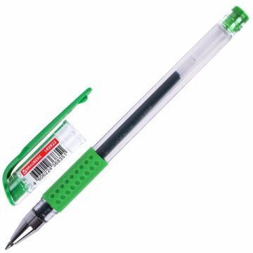 Ручка гелевая зеленая 0,5мм с грипом Brauberg Extra 1/12