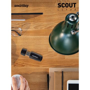 Флэш-диск 32 GB SMARTBUY Scout USB 2.0 черный SB032GB2SCK 1/180 (Клиент)