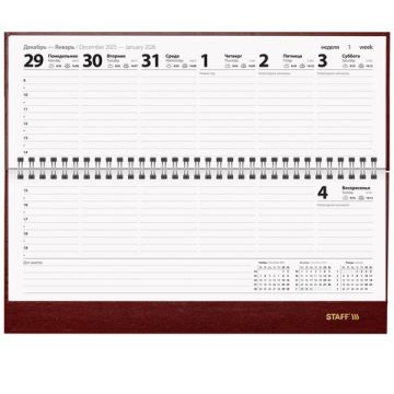 Планинг настольный 2026 64л гребень бумвинил бордовый STAFF 1/40 (Клиент)
