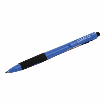 Ручка шариковая автоматическая с грипом STAFF College BP-16 Neon, СИНЯЯ, ассорти, 0,35 мм, 143750