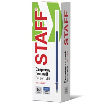Стержень гелевый STAFF, 135 мм, игольчатый пишущий узел 0,5 мм, линия 0,35 мм, синий 1/50