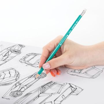 Карандаш ч/гр НВ пластиковый, зеленый корпус, с резинкой, заточенный STAFF 1/12/288