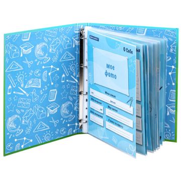 Папка портфолио школьника 4 кольца 20 файлов 10 вкладышей 7БЦ матовая BRAUBERG 1/10 (Клиент)
