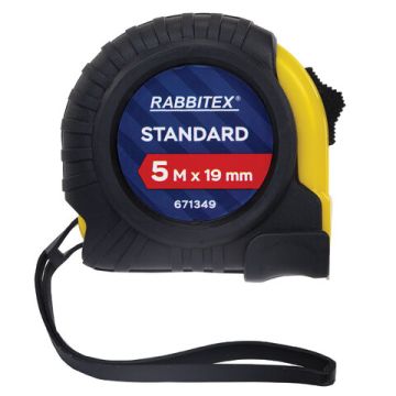 Рулетка измерительная 5м х 19мм RABBITEX обрезиненный корпус 1/12/120