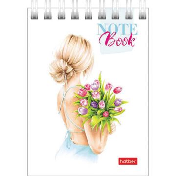 Блокнот 60л А7 75х105мм клетка гребень картон Хатбер Happy time 1/78