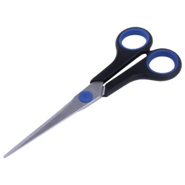 Ножницы 165мм метал черно-синие вставки европодвес Soft Grip Brauberg 1/12