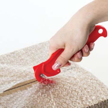 Нож складской безопасный для вскрытия упак материалов красный блистер Logistiс Brauberg 1/12