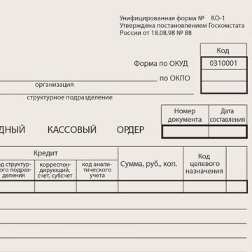 Бланк ПКО приходный кассовый ордер (100) 1/20
