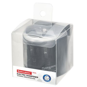Точилка электрическая питание от 4 батареек АА черная BRAUBERG DUAL 1/6/72