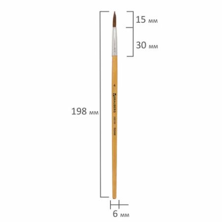 Кисть пони круглая №4 BRAUBERG 1/30/2400