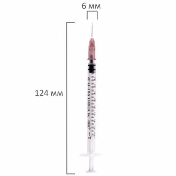 Шприц инсулиновый SFM 1 мл КОМПЛЕКТ 100 шт в коробке U-100 игла 0,45х12 мм - 26G 1/30 (клиент)
