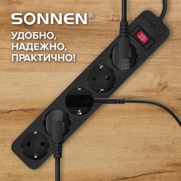 Сетевой фильтр 5м Sonnen SPB-505 5 розеток 10А с заземлением черный 1/35