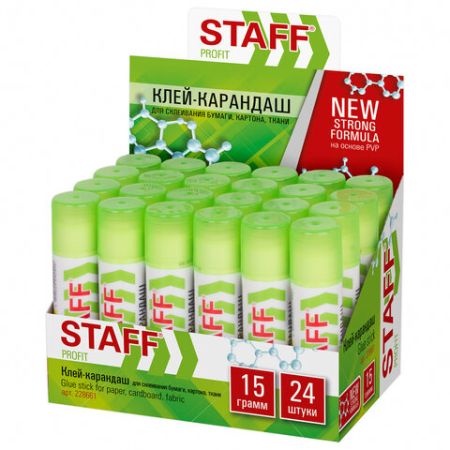 Клей-карандаш 15г усиленный STAFF Profit 1/24/648