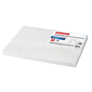 Конверты С4 229х324мм 100 г/м2 отрывная полоса BRAUBERG белые (50шт) 1/10 (Клиент)