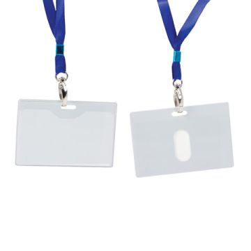 Лента для бейджей 45см метал карабин синяя BRAUBERG 1/10/400